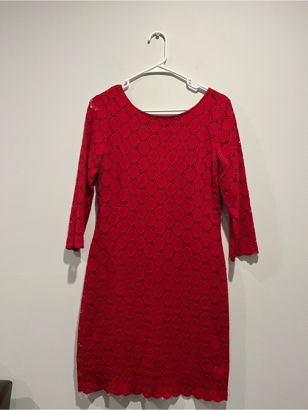 Ronni Nicole Red Lace Long Sleeve Sheath Dress